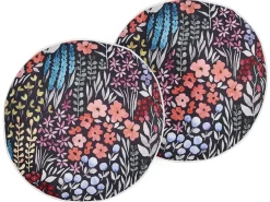 Best Beliani Set di 2 cuscini da esterno CASTELARO Trama floreale Multicolore Multicolore Nero