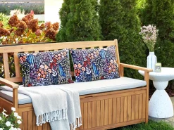New Beliani Set di 2 cuscini da esterno CASTELARO Trama floreale Multicolore Multicolore Nero