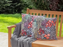 Online Beliani Set di 2 cuscini da esterno CASTELARO Trama floreale Multicolore Multicolore Nero