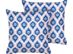 Clearance Beliani Set di 2 cuscini da esterno CERIANA Trama animale Blu Rosa Blu