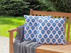 Clearance Beliani Set di 2 cuscini da esterno CERIANA Trama animale Blu Rosa Blu