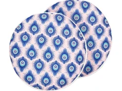 Hot Beliani Set di 2 cuscini da esterno CERIANA Trama animale Blu Rosa Blu