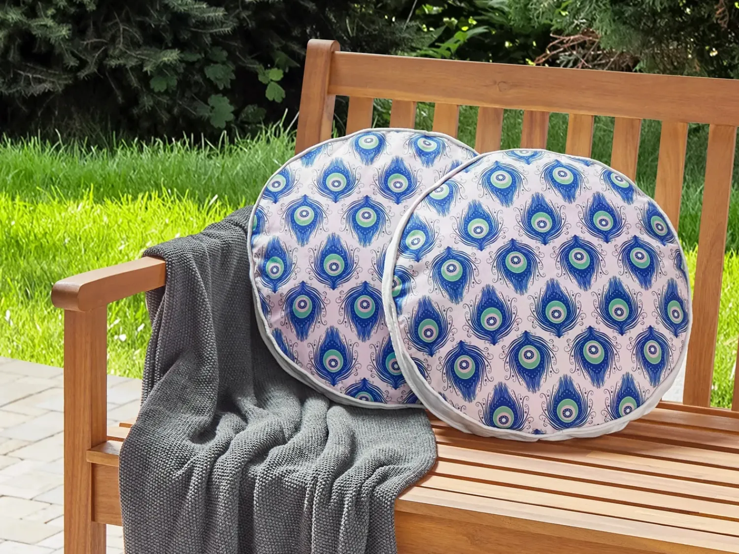 Hot Beliani Set di 2 cuscini da esterno CERIANA Trama animale Blu Rosa Blu