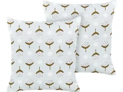 Clearance Beliani Set di 2 cuscini da esterno CUNEO Trama geometrica Verde Bianco Verde