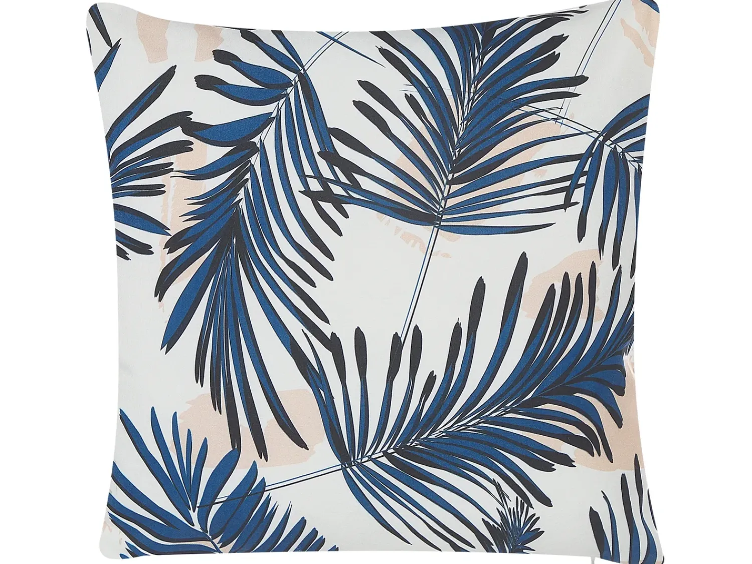 Hot Beliani Set di 2 cuscini da esterno ELATI Trama di piante 45 x 45 cm Blu marino Beige Bianco Blu