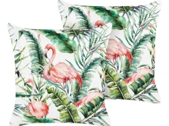 Sale Beliani Set di 2 cuscini da esterno ELLERA Trama animale Verde Bianco Multicolore Rosa Verde