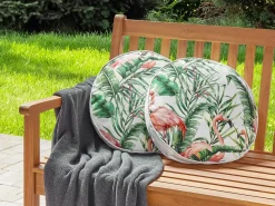 Sale Beliani Set di 2 cuscini da esterno ELLERA Trama animale Verde Bianco Multicolore Rosa Verde