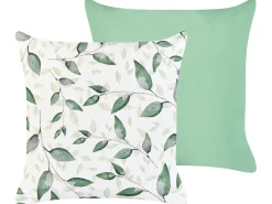 Online Beliani Set di 2 cuscini da esterno FLYLEAF Trama di piante 45 x 45 cm Verde Bianco Verde