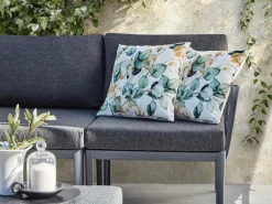Discount Beliani Set di 2 cuscini da esterno GLADE Trama di piante 45 x 45 cm Multicolore Bianco Multicolore Oro Verde