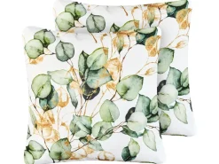 Discount Beliani Set di 2 cuscini da esterno GLADE Trama di piante 45 x 45 cm Multicolore Bianco Multicolore Oro Verde