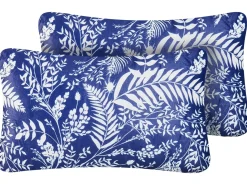Hot Beliani Set di 2 cuscini da esterno GLIMMER Trama di piante Blu Bianco Blu