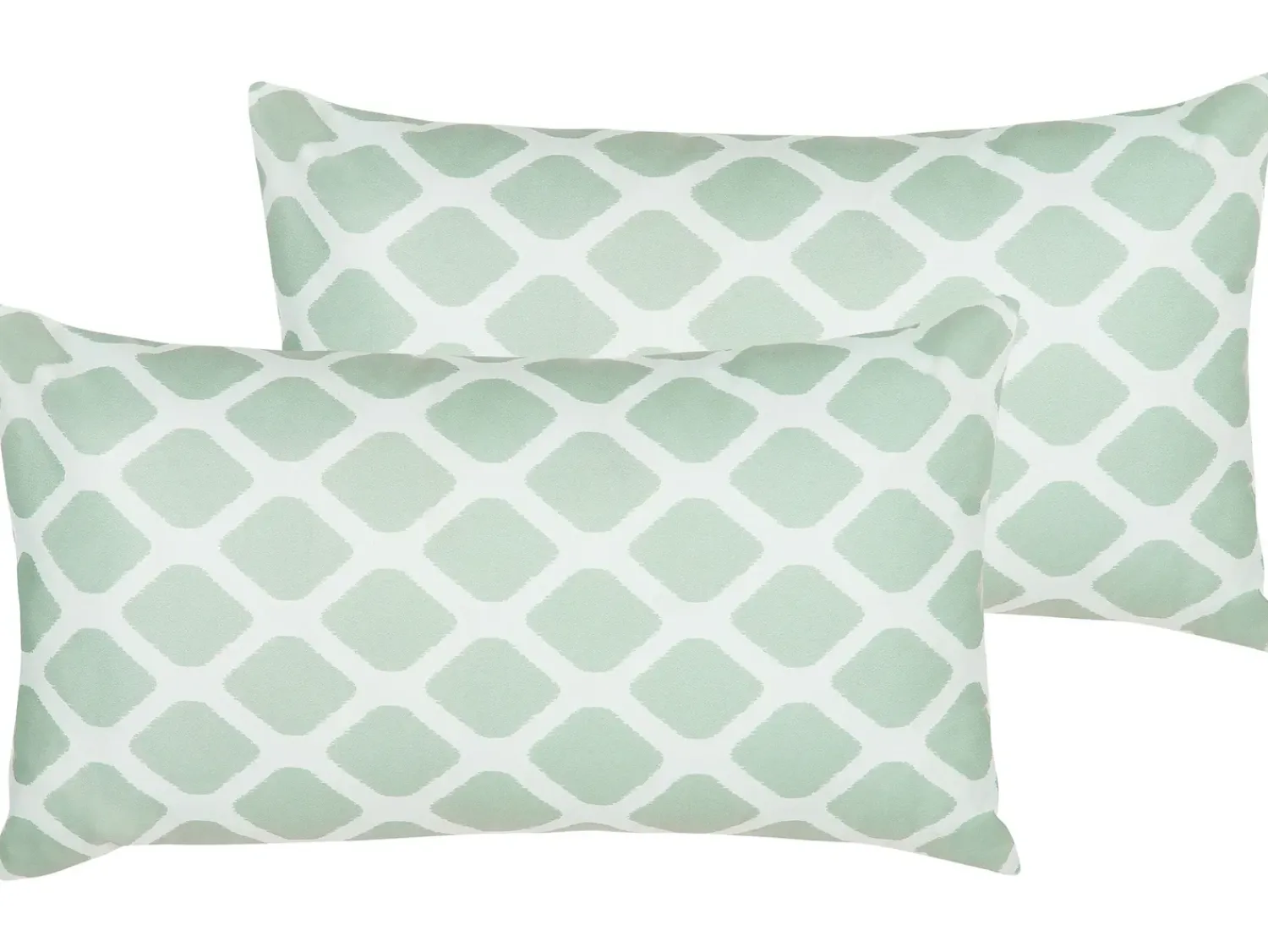 Outlet Beliani Set di 2 cuscini da esterno KALAMOS Trama geometrica 40 x 70 cm Verde menta Bianco Verde