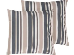 Beliani Set di 2 cuscini da esterno KASTOS A strisce Tortora Beige Blu Marrone Multicolore