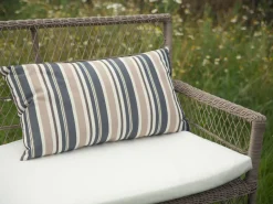 Online Beliani Set di 2 cuscini da esterno KASTOS A strisce Tortora Beige Blu Marrone Multicolore