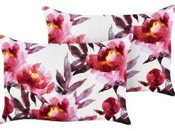 New Beliani Set di 2 cuscini da esterno LANROSSO Trama floreale Rosa Bianco Rosa