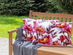 New Beliani Set di 2 cuscini da esterno LANROSSO Trama floreale Rosa Bianco Rosa
