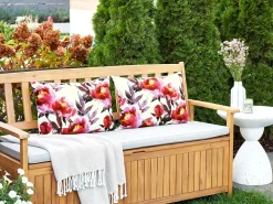 New Beliani Set di 2 cuscini da esterno LANROSSO Trama floreale Rosa Bianco Rosa