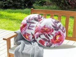 Outlet Beliani Set di 2 cuscini da esterno LANROSSO Trama floreale Rosa Bianco Rosa