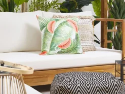 Clearance Beliani Set di 2 cuscini da esterno LOVOLETO Trama di piante 45 x 45 cm Verde chiaro Rosso Verde Multicolore