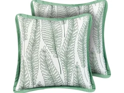 Hot Beliani Set di 2 cuscini da esterno MEADOW Trama di piante Verde Bianco Verde
