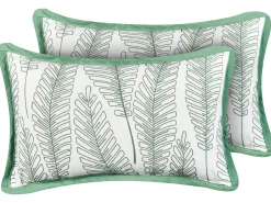 Hot Beliani Set di 2 cuscini da esterno MEADOW Trama di piante Verde Bianco Verde