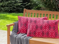 Online Beliani Set di 2 cuscini da esterno MEZZANO Trama geometrica Fucsia Bianco Rosa