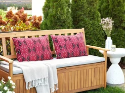 Online Beliani Set di 2 cuscini da esterno MEZZANO Trama geometrica Fucsia Bianco Rosa