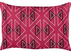 Online Beliani Set di 2 cuscini da esterno MEZZANO Trama geometrica Fucsia Bianco Rosa