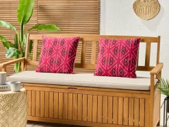 Clearance Beliani Set di 2 cuscini da esterno MEZZANO Trama geometrica Rosa Bianco Rosa