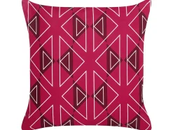 Clearance Beliani Set di 2 cuscini da esterno MEZZANO Trama geometrica Rosa Bianco Rosa