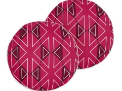 Outlet Beliani Set di 2 cuscini da esterno MEZZANO Trama geometrica Rosa Bianco Rosa
