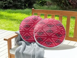 Outlet Beliani Set di 2 cuscini da esterno MEZZANO Trama geometrica Rosa Bianco Rosa