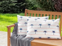 Outlet Beliani Set di 2 cuscini da esterno MOLTEDO A strisce 40 x 60 cm Bianco Bianco Blu Rosa