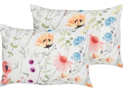 Beliani Set di 2 cuscini da esterno MONESI Trama floreale Multicolore Bianco Multicolore