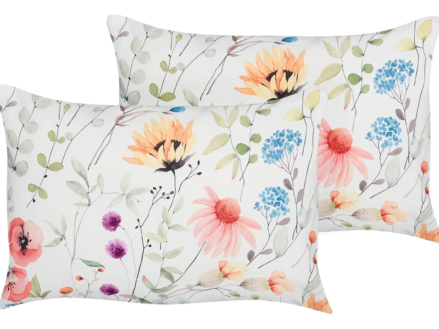 Beliani Set di 2 cuscini da esterno MONESI Trama floreale Multicolore Bianco Multicolore