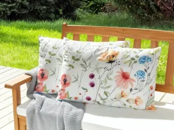 Beliani Set di 2 cuscini da esterno MONESI Trama floreale Multicolore Bianco Multicolore