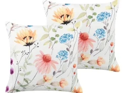 Discount Beliani Set di 2 cuscini da esterno MONESI Trama floreale Multicolore Bianco Multicolore