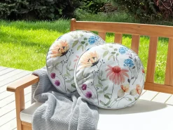 Clearance Beliani Set di 2 cuscini da esterno MONESI Trama floreale Multicolore Bianco Multicolore