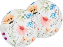 Clearance Beliani Set di 2 cuscini da esterno MONESI Trama floreale Multicolore Bianco Multicolore