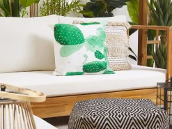 Hot Beliani Set di 2 cuscini da esterno OSTINA Trama di piante 45 x 45 cm Verde Bianco Verde