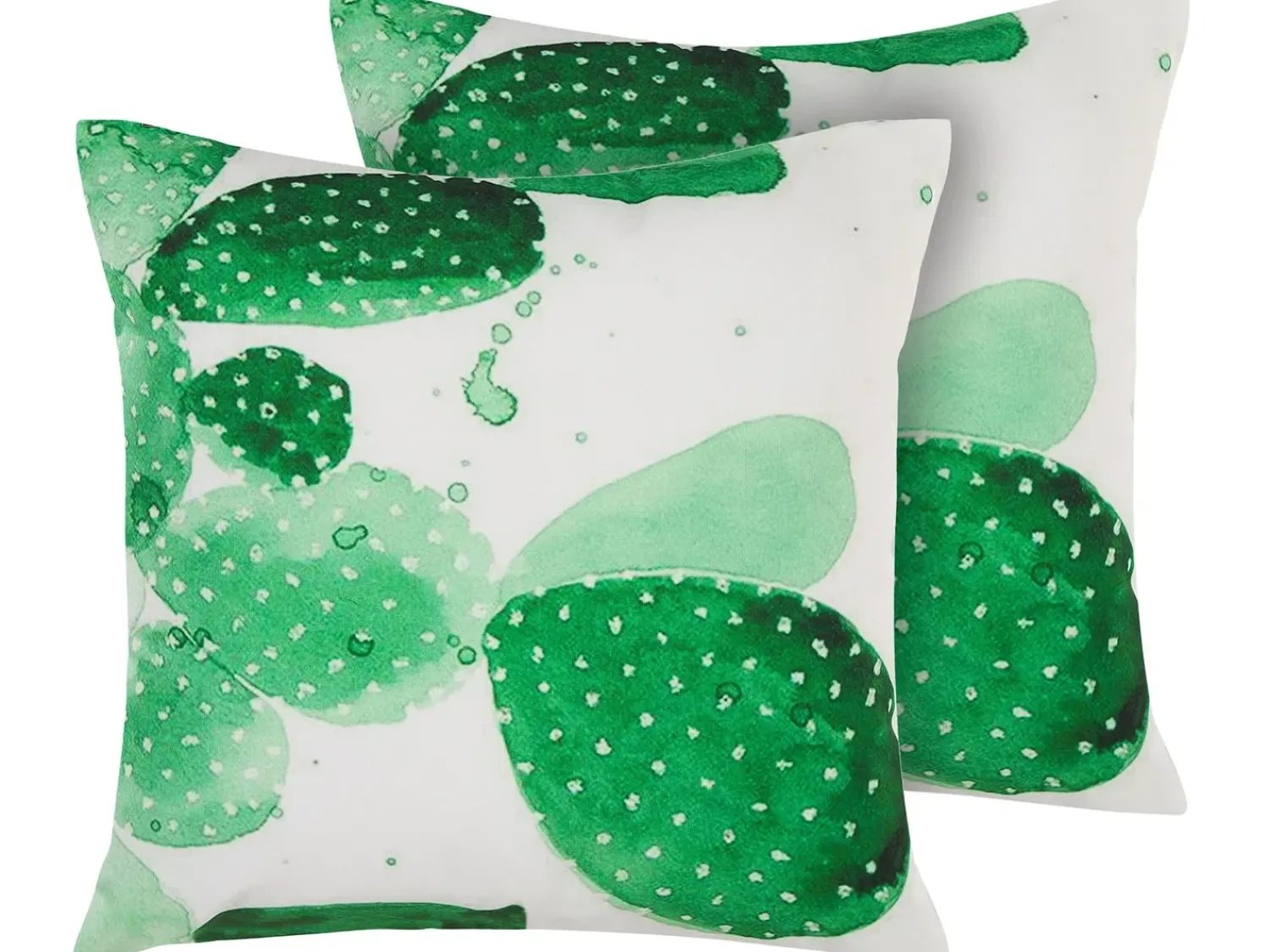 Hot Beliani Set di 2 cuscini da esterno OSTINA Trama di piante 45 x 45 cm Verde Bianco Verde
