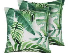 Sale Beliani Set di 2 cuscini da esterno PAVELLI Trama di piante 45 x 45 cm Verde Bianco Verde