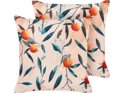 Sale Beliani Set di 2 cuscini da esterno PIALPETTA Trama di piante Arancione Arancione Multicolore