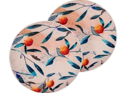 Beliani Set di 2 cuscini da esterno PIALPETTA Trama di piante Arancione Arancione Multicolore