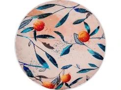 Beliani Set di 2 cuscini da esterno PIALPETTA Trama di piante Arancione Arancione Multicolore