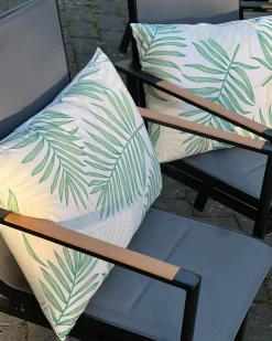 Online Beliani Set di 2 cuscini da esterno POGGIO Trama di piante Verde Beige Verde