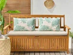 Online Beliani Set di 2 cuscini da esterno POGGIO Trama di piante Verde Beige Verde
