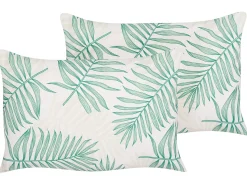 Online Beliani Set di 2 cuscini da esterno POGGIO Trama di piante Verde Beige Verde