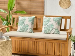 Online Beliani Set di 2 cuscini da esterno POGGIO Trama di piante Verde Beige Verde