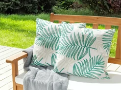 Online Beliani Set di 2 cuscini da esterno POGGIO Trama di piante Verde Beige Verde